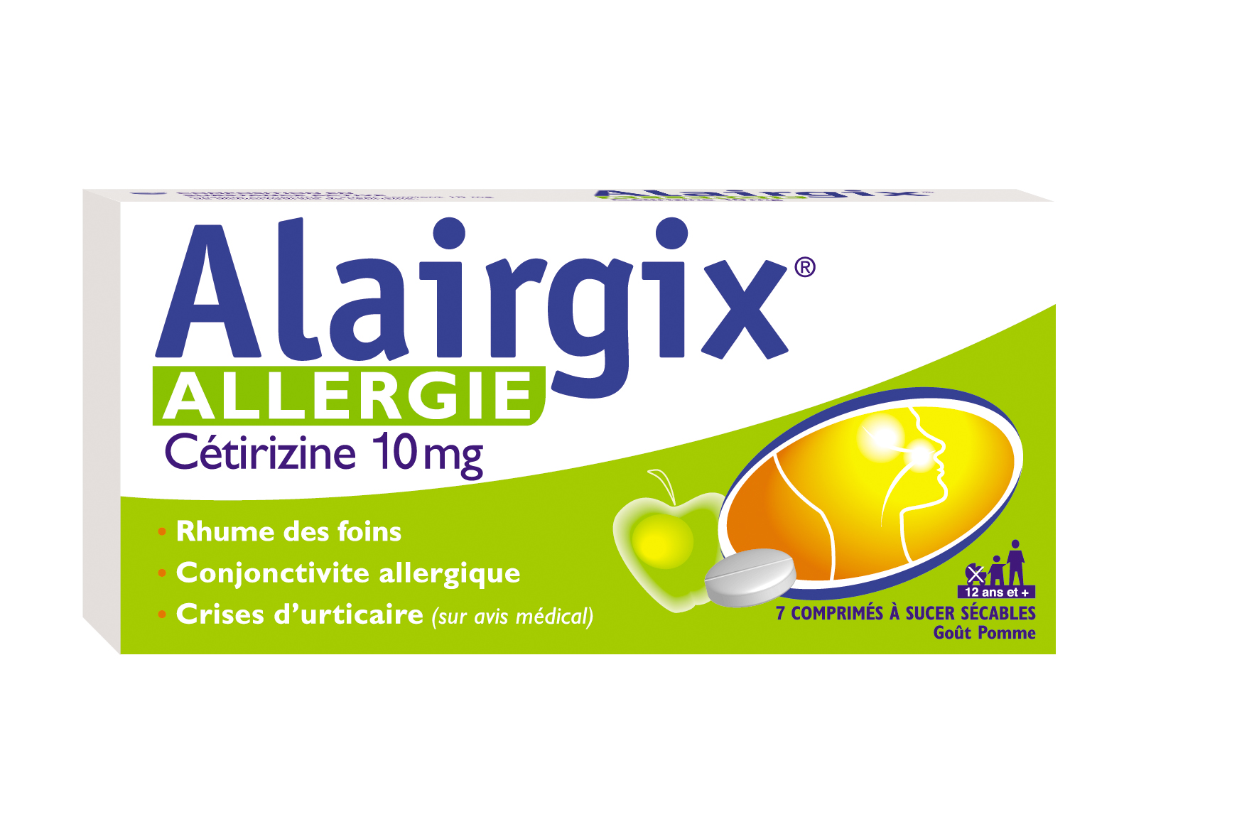 image Alairgix® Allergie Cétirizine 10 mg  Cétirizine Dichlorhydrate Boîte de 7 comprimés à sucer sécables